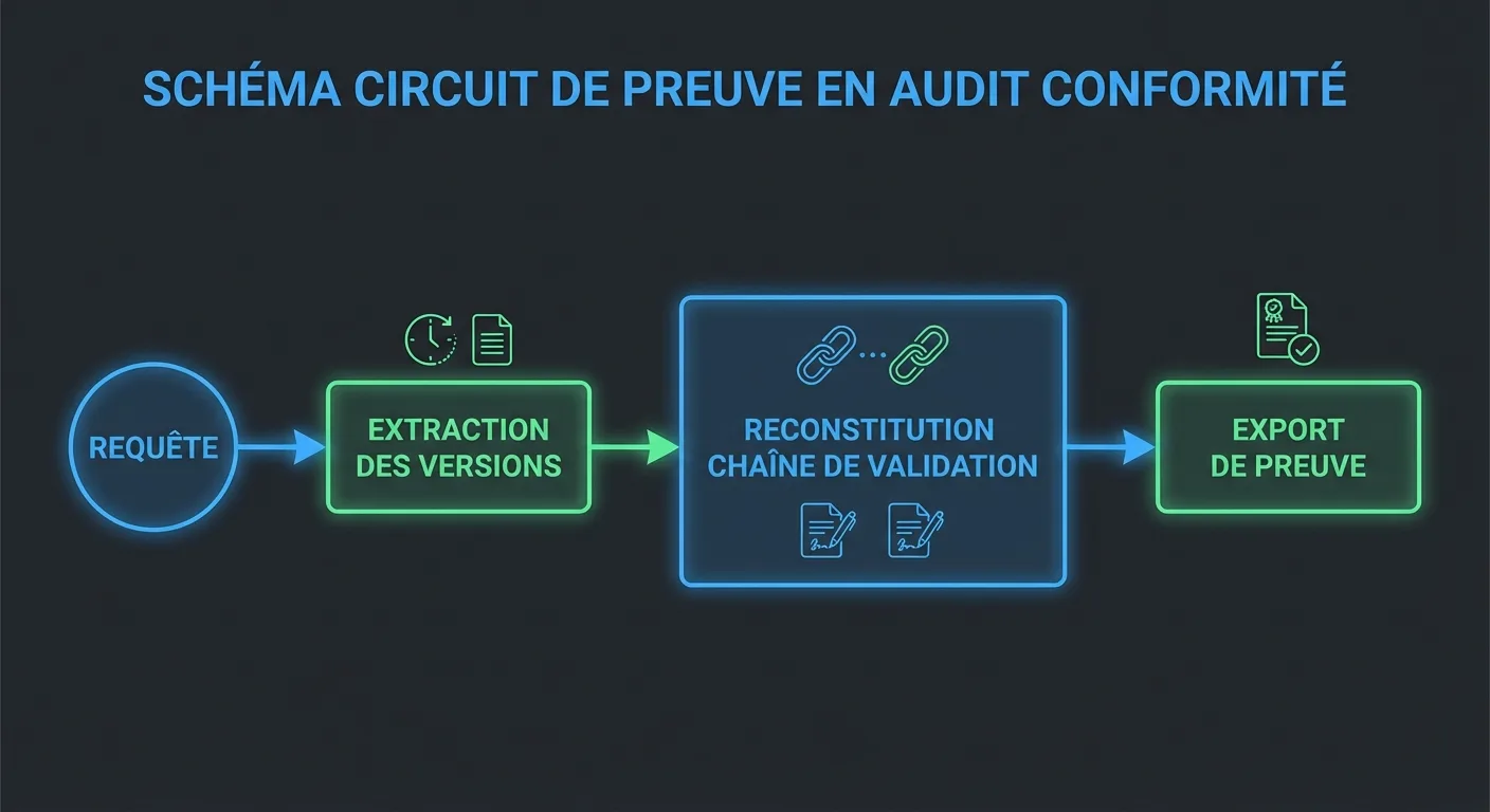 Schéma visuel du circuit de preuve en audit conformité