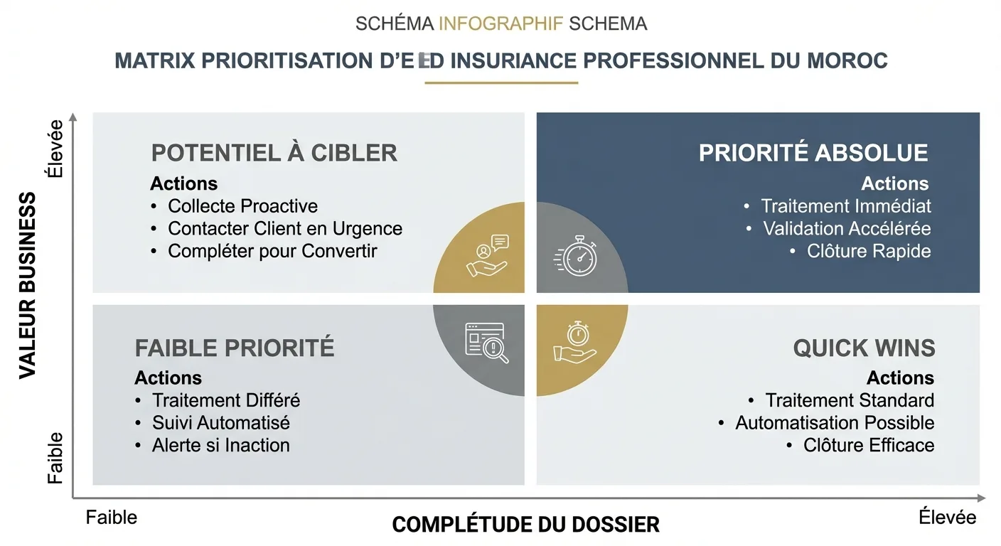 Schéma visuel de priorisation des dossiers assurance
