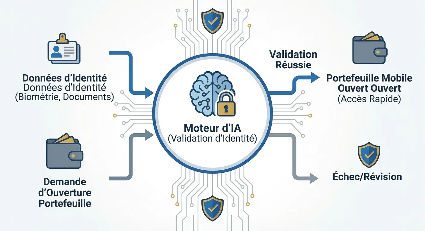 Illustration de l'architecture IA de type liveness, OCR et filtrage pour Fintech