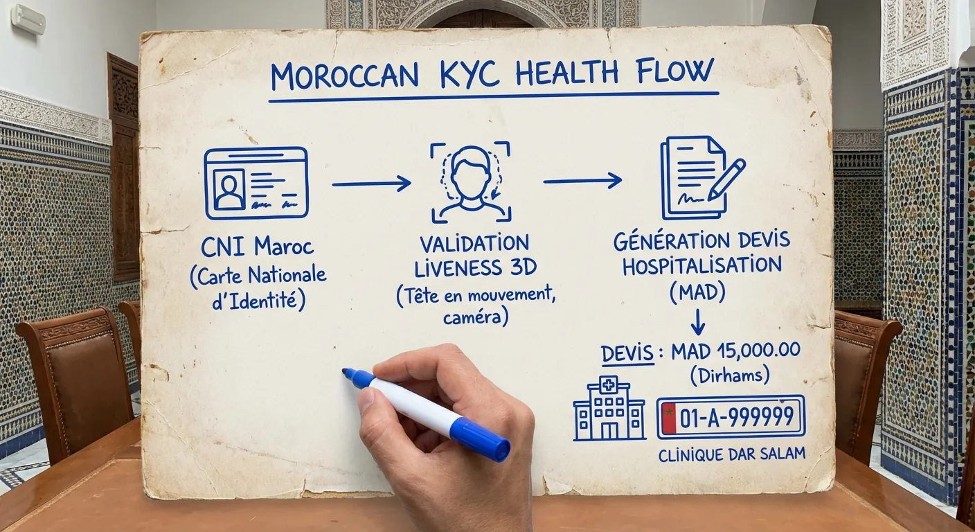 Flux biométrique à l'arrivée en cabinet de soins pour éviter l'identité usurpée.
